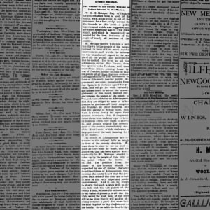 WHH Metzgar of Pajarito, 1889, Jan 20, ABQ Morning Democrat, Page 1, 
