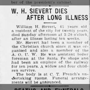 Obituary for W. H. SIEVERT